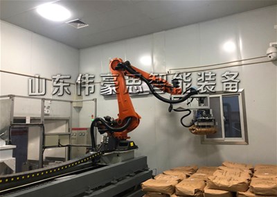 湖北紙袋自動碼垛機器人 移動式全自動碼垛機現(xiàn)場